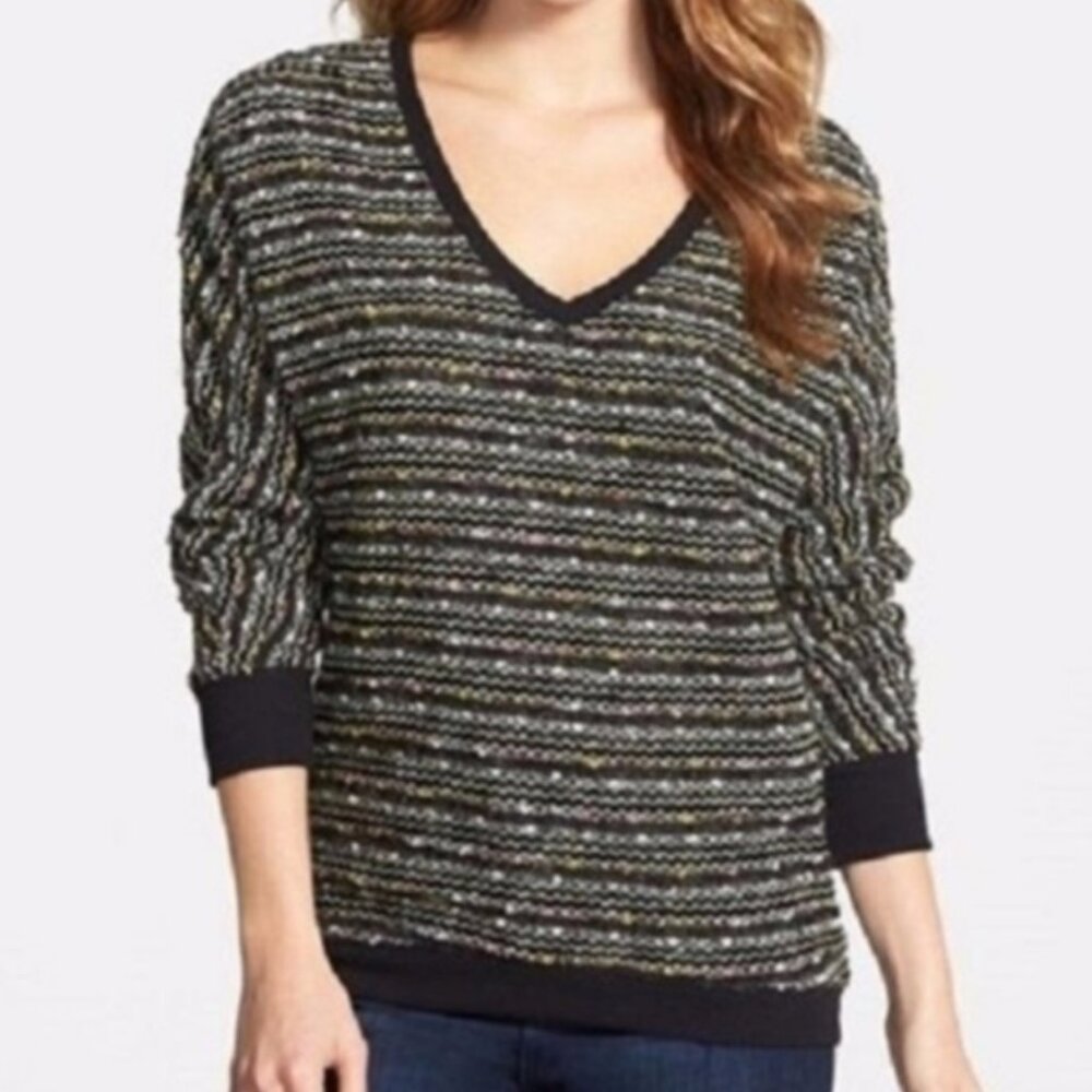 Sanctuary Women's Marled Knit Wool Blend V-Neck Sweater S